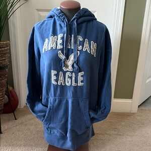 Vintage American Eagle Outfitters Blue Hoodie with Embroidered Logo